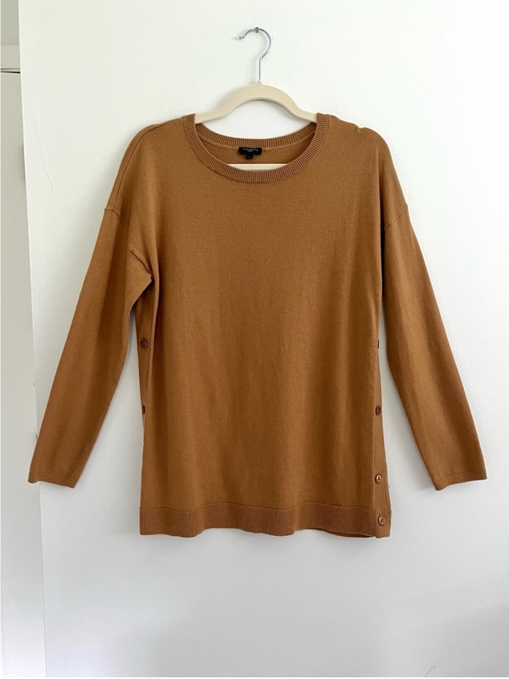 Talbots Lambswool Camel Brown Crewneck Sweater Classic Fall Minimalist Size MP